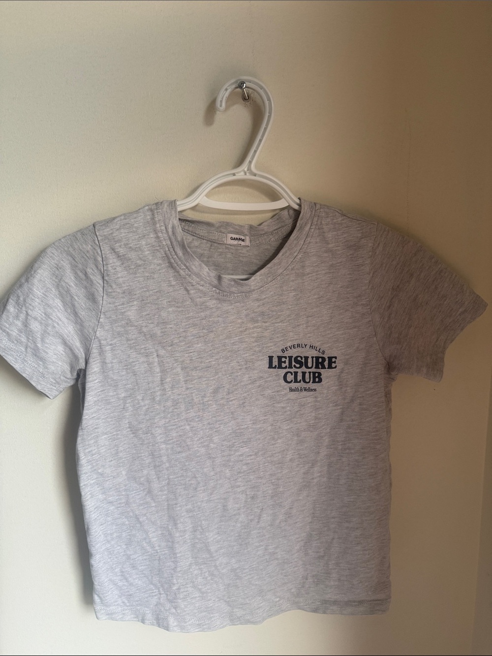 Garage Leisure Club Graphic T-Shirt Gray Crewneck Tee Size XS